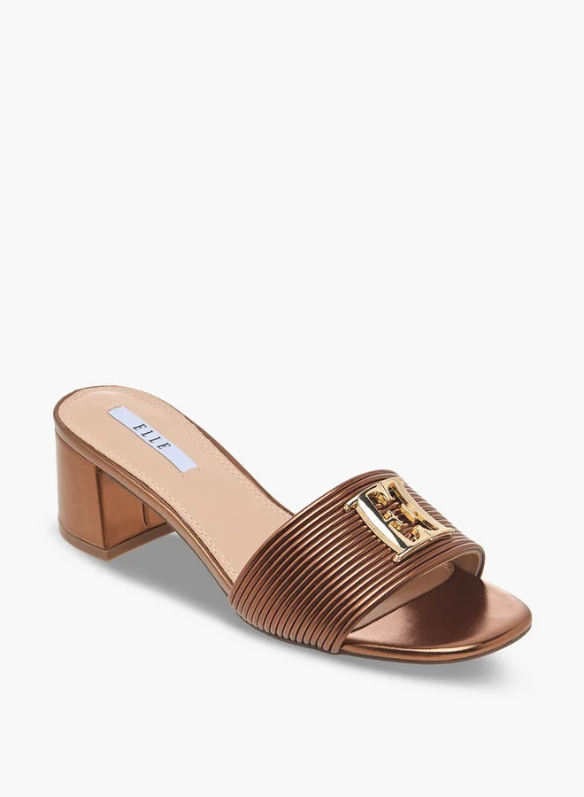 ايل Women Metallic Block Heel Sandals Ramadan Collection